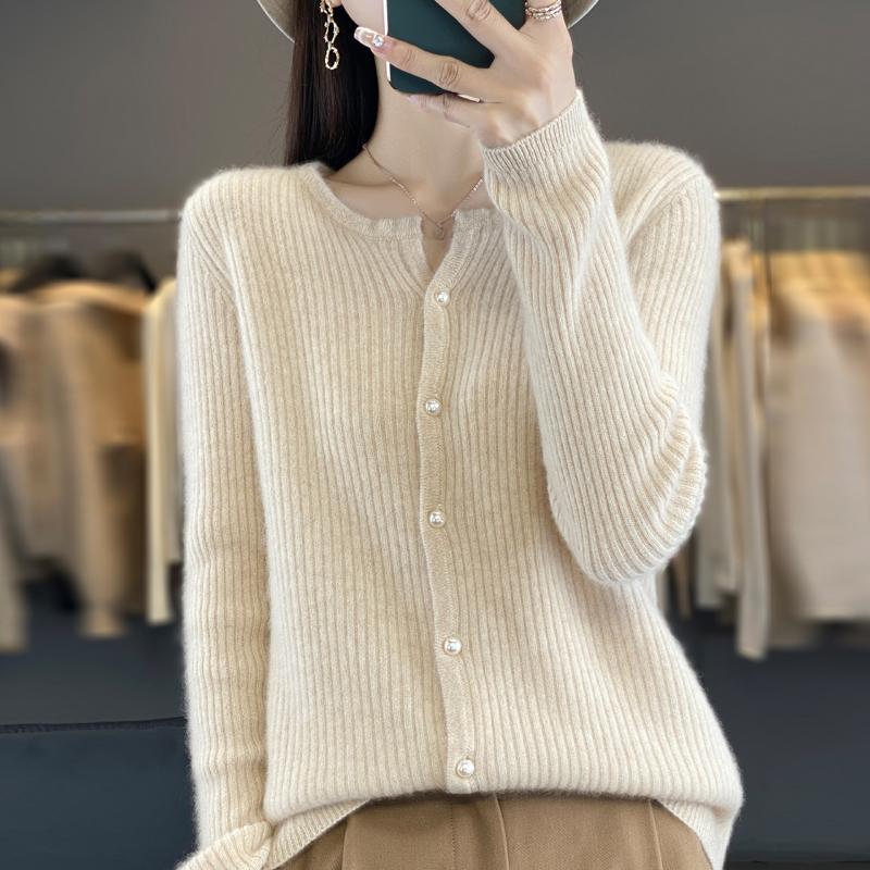 QingHe Kaschmir Damen 30% Kaschmir Cardigan - Weicher & Warmer Wollmischungs Pullover
