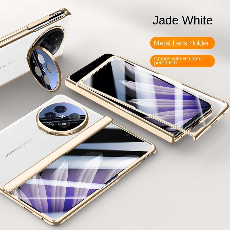 For OPPO Find N5 Case Luxury PU Leather Lens Stand Protective Back Cover For Find N5 All-inclusive Spring Hinged Phone Shell