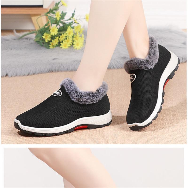 Women's Winter Cotton Shoes, 2025 New Old Beijing Cloth Shoes, Fleece Lined Thickened Sneakers for Middle-aged & Elderly, Soft Sole Warm Mom Shoes