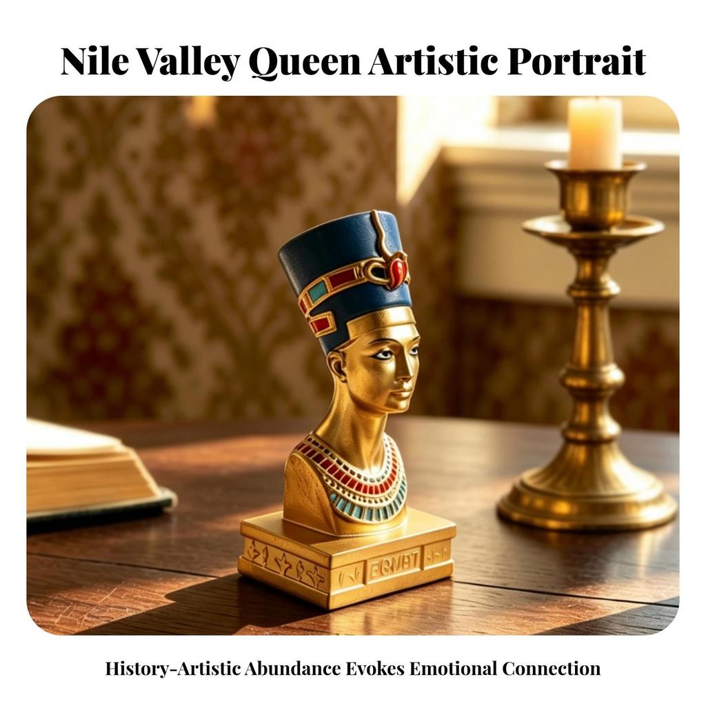 Pharaoh Bust Statue Engraved Base Nile Valley Ornament Blue Headdress