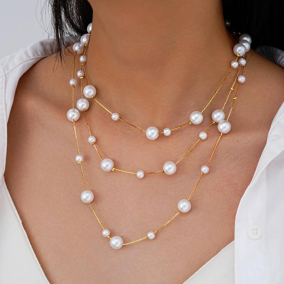 

Fashion Irregular Size Pearl Choker Necklaces for Women Simple Beads Chain Pearl Pendant Necklace France Style Jewelry Gift 2026
