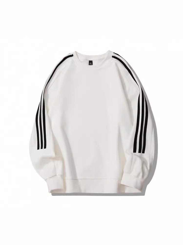 Autumn/Winter Heavyweight 320g Striped Retro Crew Neck Sweatshirt - Trendy Patchwork Long Sleeve