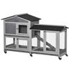 Wooden Rabbit Hutch, Guinea Pig Cage, with Wheels, Run, Slide-Out Tray, Ramp