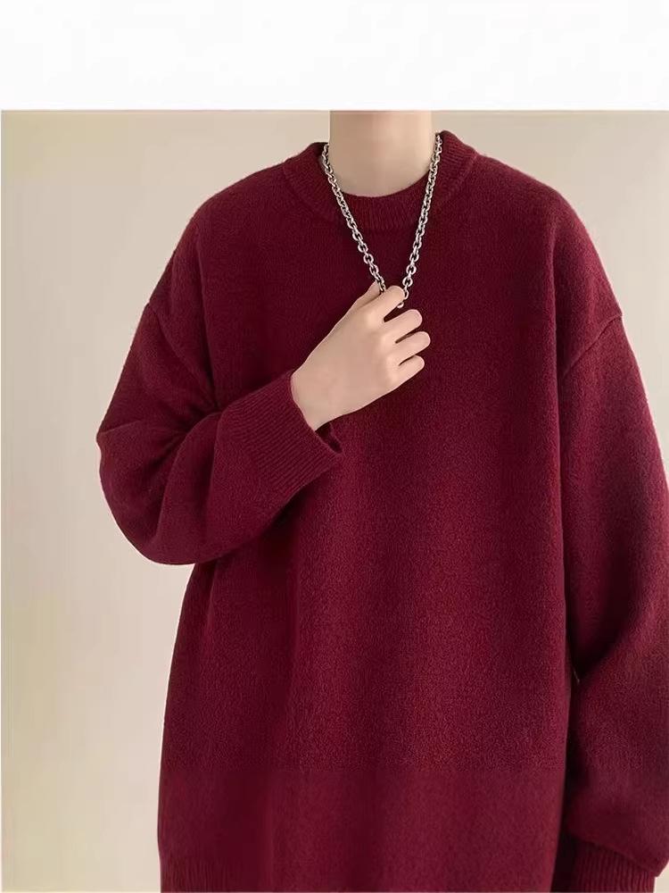 Autumn/Winter Men's Loose Lapel Sweater - Trendy Hong Kong Style Long Sleeve Knitwear