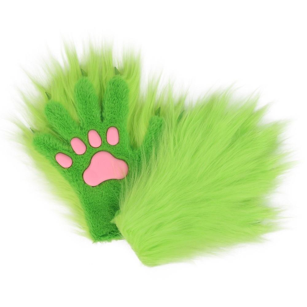 Cartoon Lange Haare Pfoten Handschuhe Silikon Weiches Polster Pelzig Fursuit Kigurumi Handschuhe Cosplay Kostüm