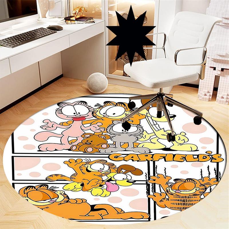 Garfield Printed Round Rug Carpet Chair Rug Area Rug Entryway Doormats,for Office Chair Living Room Bedroom Kitchen Room.