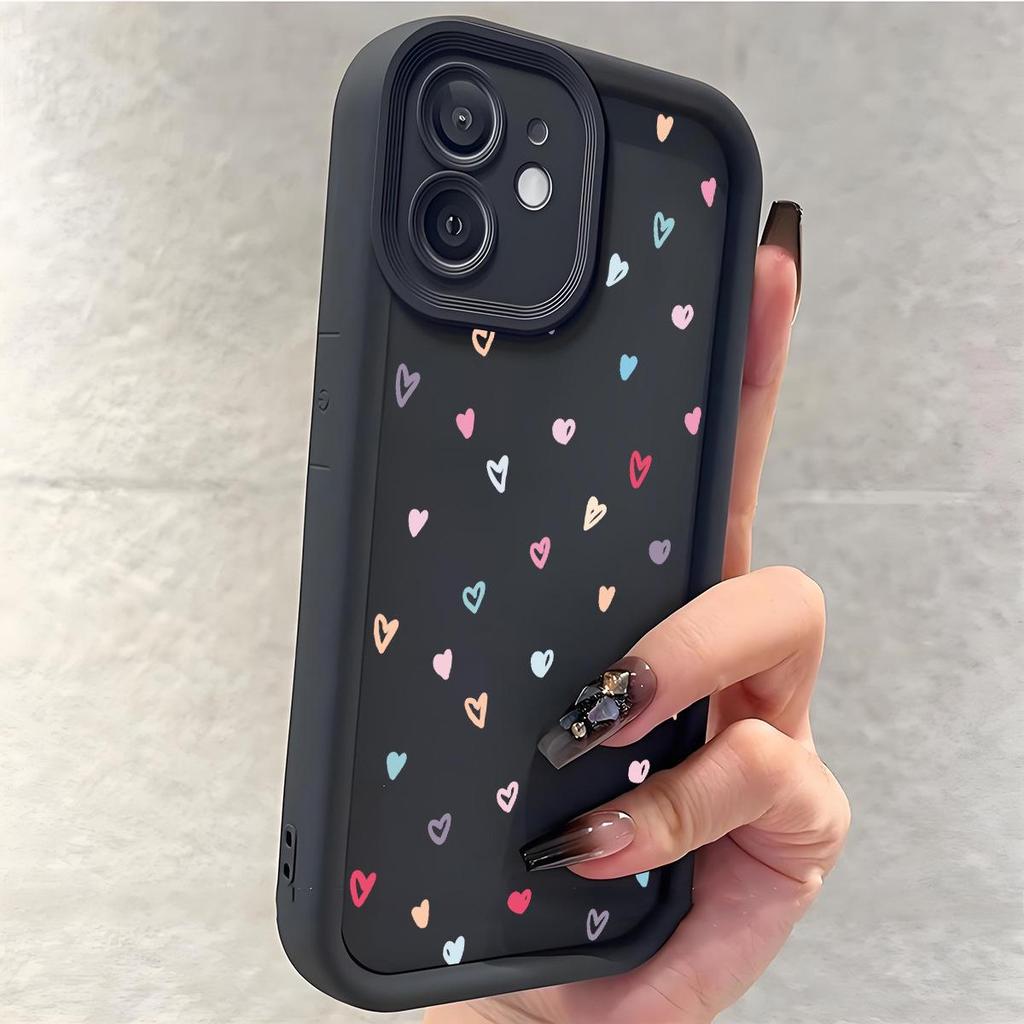 Colorful Heart Diamond Sand Staircase Sky Eye Black Groove Case for iPhone 15/16/17