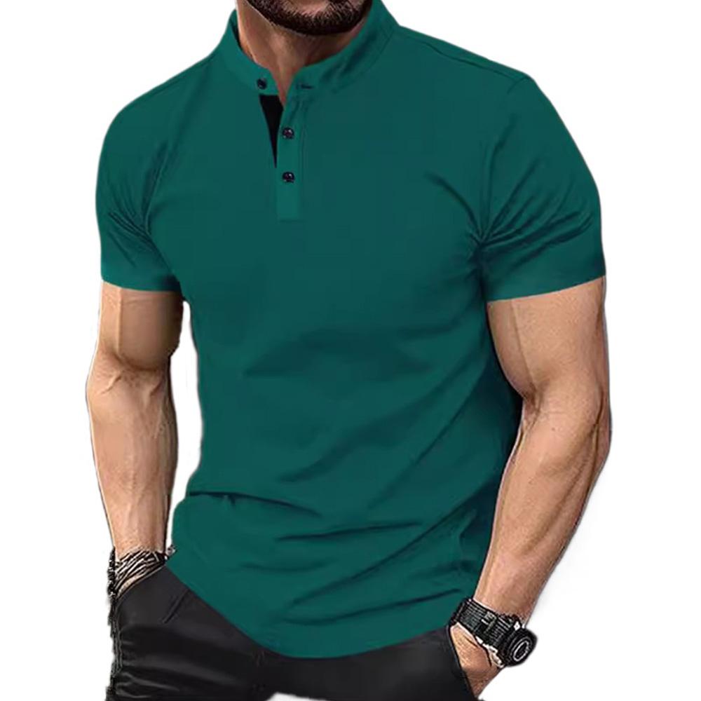 

Летняя мужская спортивная рубашка поло с короткими рукавами, эластичная, дышащая, приятная для кожи футболка M зелёный