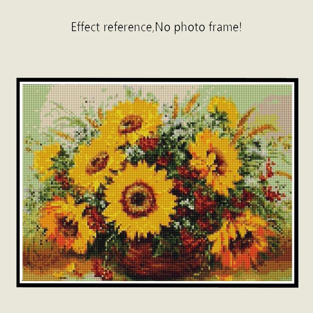 Huacan Diamond Painting Flowers Rhinestones Diamond Mosaic Sunflower Full Square Drill