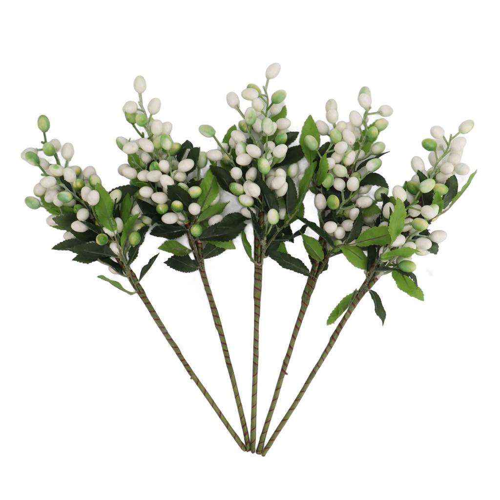 5PCS Artificial Berries Artificial Pip Berry Stems Decoration for Living Room Office White