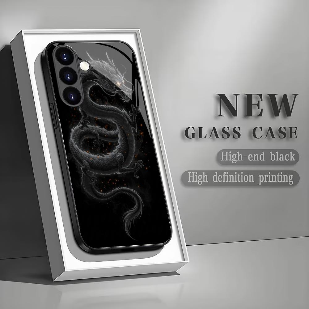 Hartowane szklane etui na telefon z motywem smoka, odpowiednie do Samsung Galaxy S26 S25 S24 S23 S22 S20 FE/Ultra/Plus5G, odporne na upadki, tylna osłona