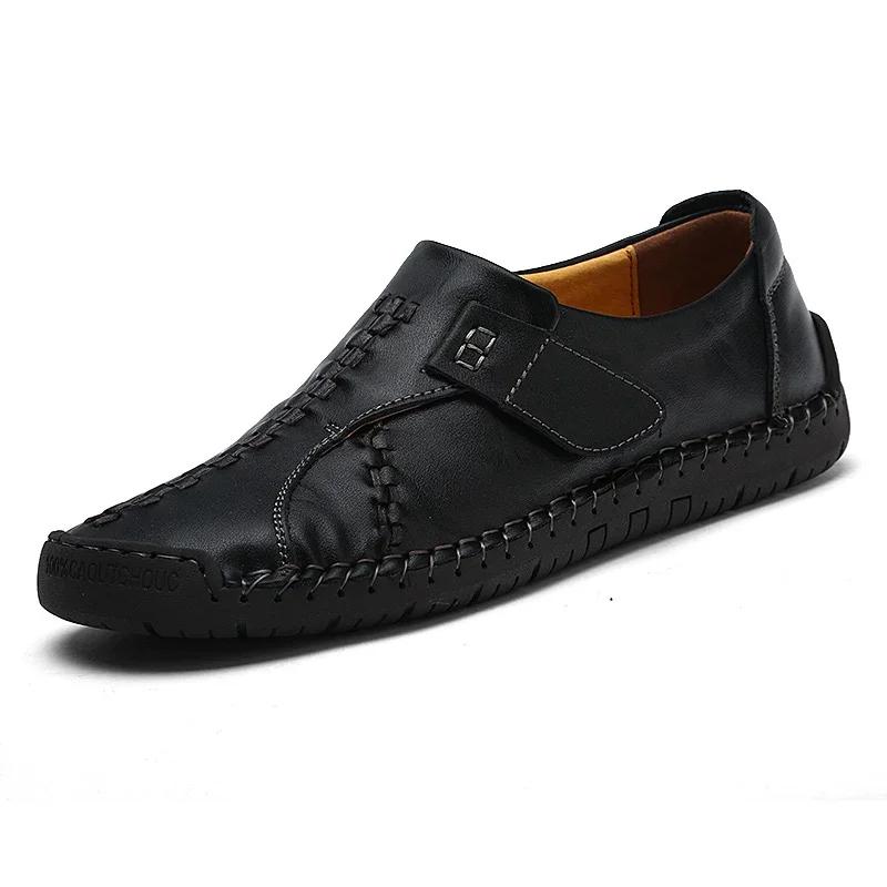 

Модные мужские водонепроницаемые кожаные туфли на плоской подошве для всех сезонов, легкие и прочные кожаные повседневные туфли для прогулок/работы/путешествий US 5(EUR 38) чёрный