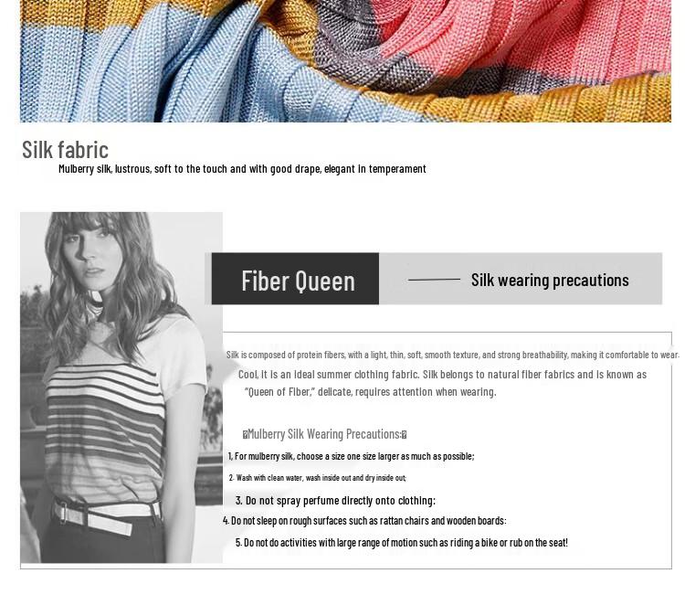 Anlom Women's Striped Polo Neck Silk Blend Top