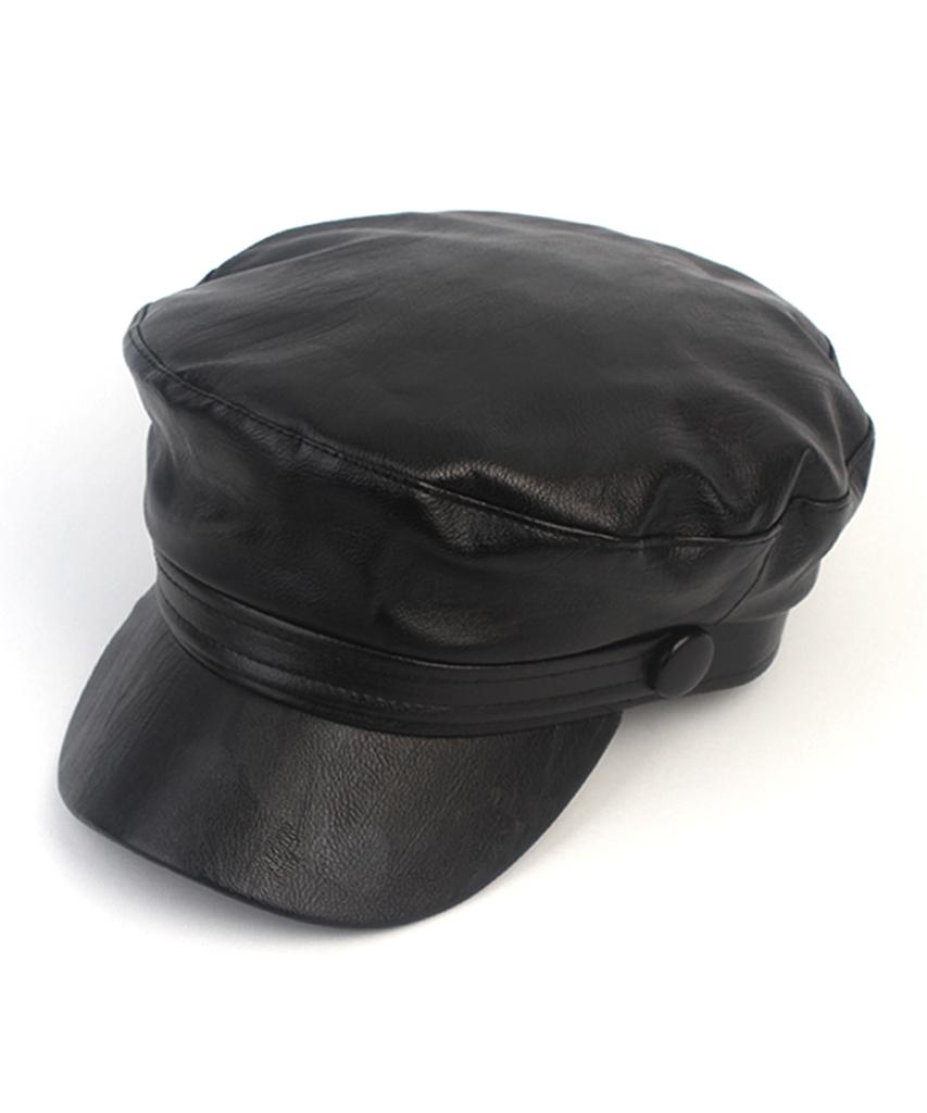 Yunibeosyeolkemiseuteuli Leather Line Black Marine Cap