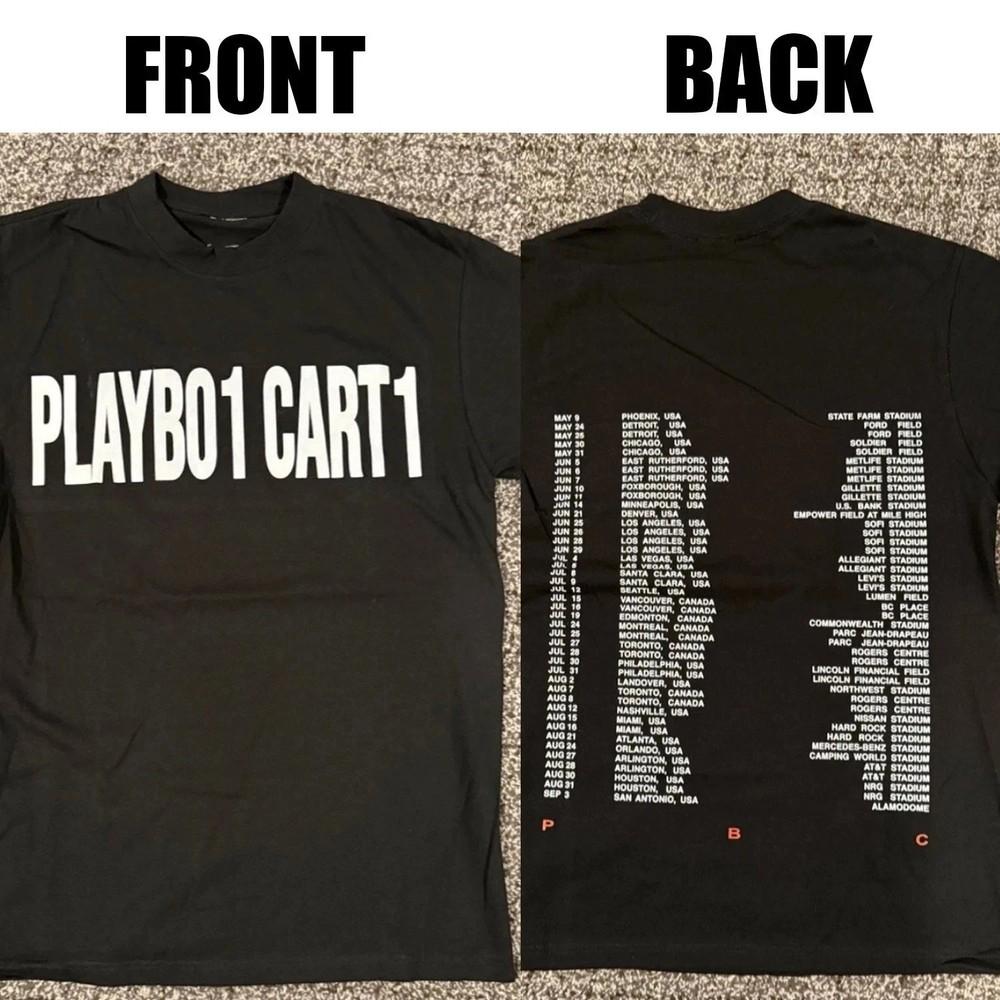 Playboi Carti AHTD 2025 Tour Tee 2 Side Black Shirt All Size S5XL Reprint Unisex T-Shirt XXL