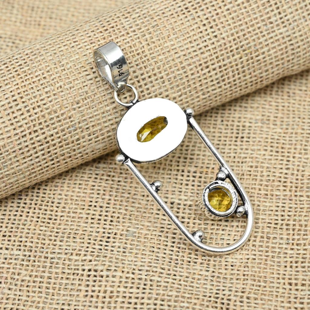 Citrin ädelsten 925 Sterling Silver Handgjord Hänge Design Smycken Delikat Gåva Till Henne