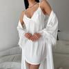 Loose and comfortable European and American summer new feather suspender nightgown pajamas two-piece loungewear women's