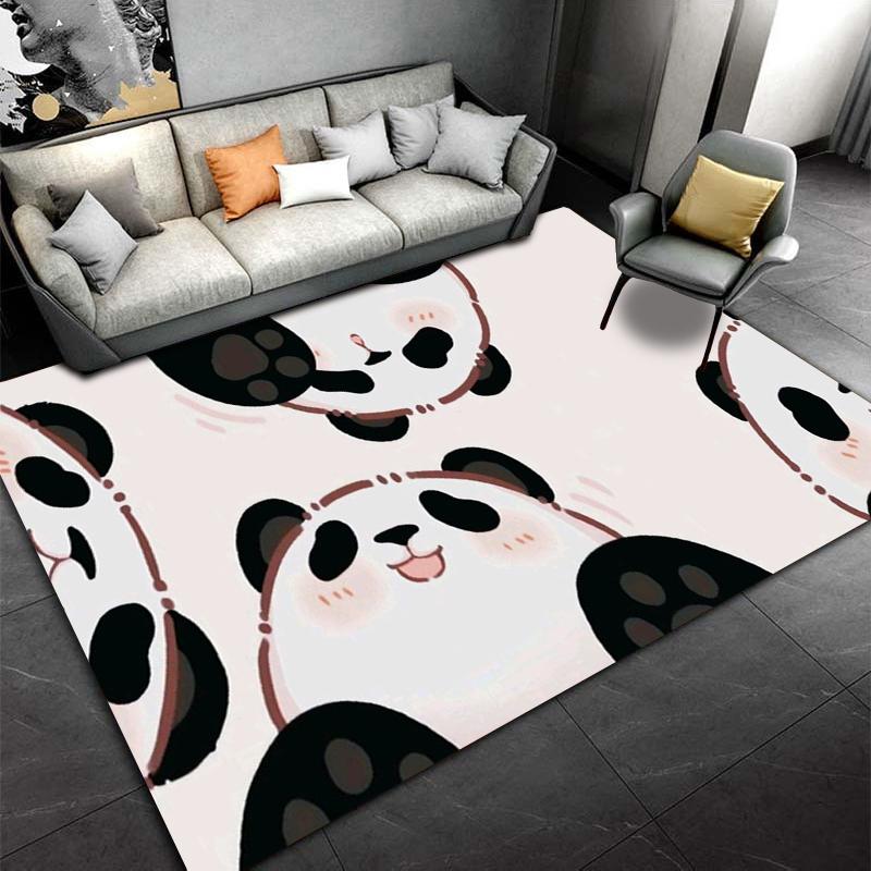 Cartoon Panda Pattern Carpet, Cute Animal Design, Soft Floor Rug Suitable for Use As an Anti-slip for Living Room Bedroom Sofas