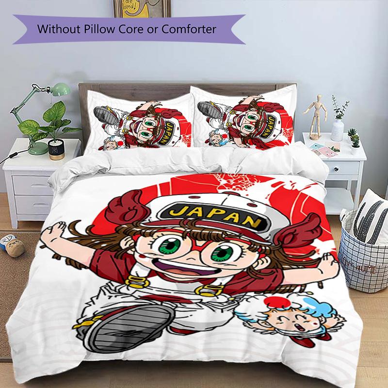 3pcs Arale pattern bedding set duvet cover set includes duvet cover &pillowcases,perfect all season bedroom decoration&gift