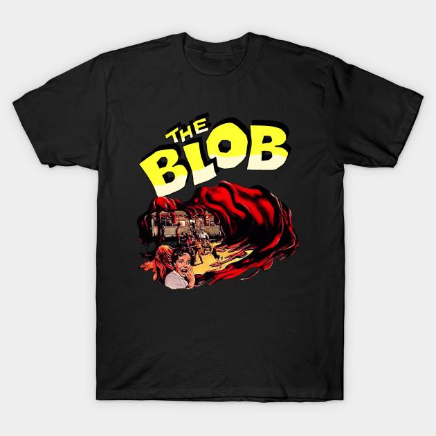

Men Black Print T-shirt The Blob Retro Cult Classic Horror Fan Art No-Cut Transfer Paper Print Cotton Tshirt 2XL чорний
