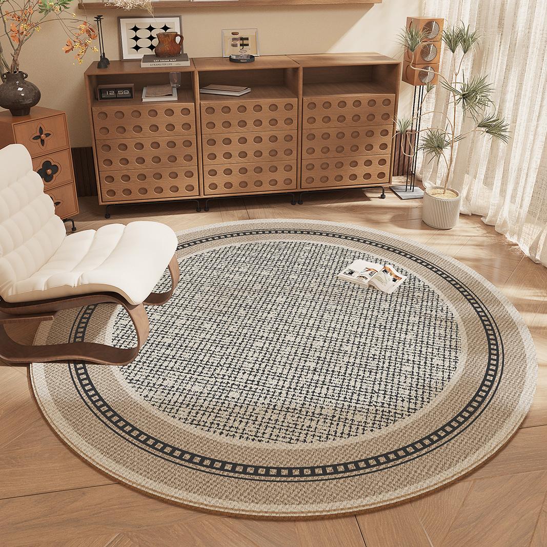 Retro Stijl Slaapkamer Decor Rond Tapijt Wasbare Tapijten voor Woonkamer Antislip Garderobe Vloermat Zacht Bedzijde Wasbaar Kleed 80x80CM