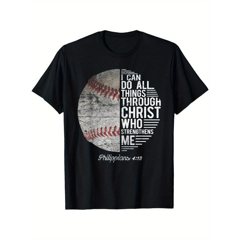 European sizes  Christian Baseball T-Shirt for Boys - Philippians Inspirational Quote, 164cm чёрный