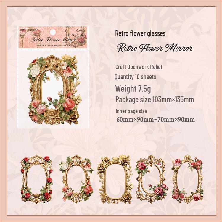 

Momo Floral Mirror Manor Series Винтажная коллажная карточка для украшения журнала, 10 листов/упаковка, 6 дизайнов, полый край