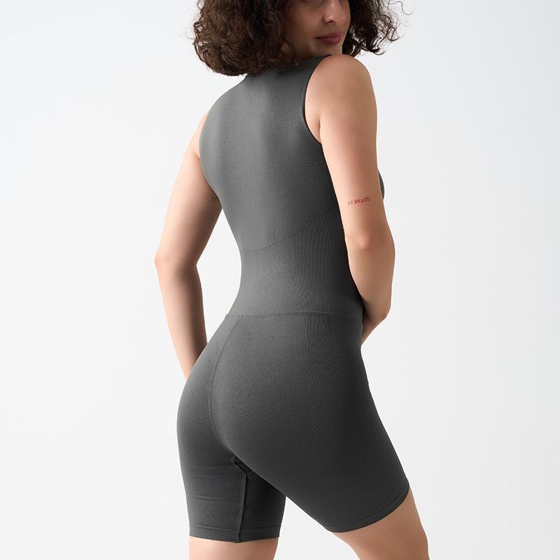 Nahtloser europäisch-amerikanischer Yoga-Jumpsuit: Bauchkontrolle, Hüftlift, Kurzärmlige Fitnessbekleidung