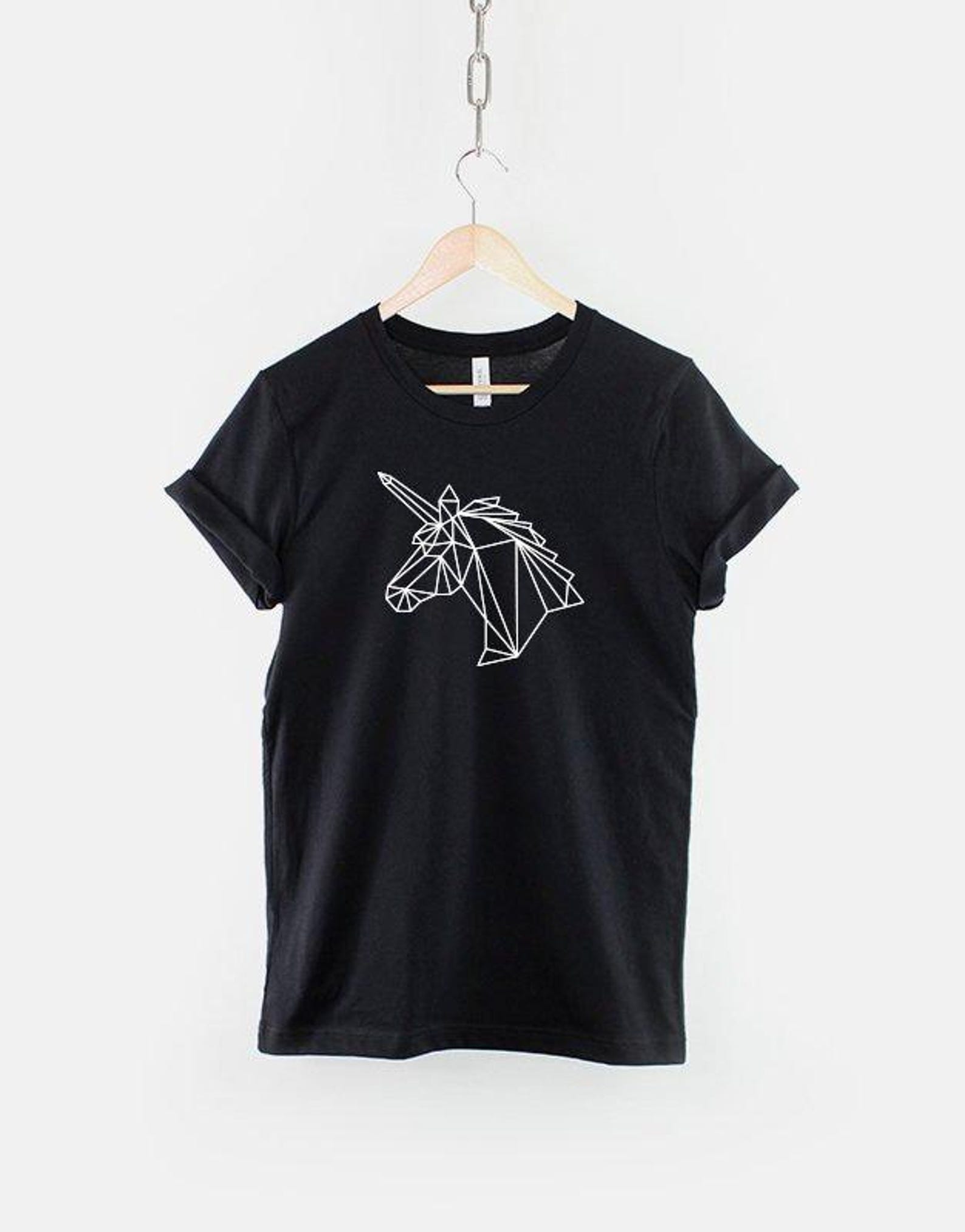 Geometric Unicorn Shirt, Minimalist Unicorn T Shirt, Modern Animal Graphic Tee, Gift for Unicorn Lover S
