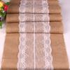 1pc Natural Jute Burlap Lace Table Runner, 12 X 108 Inch Rustic Table Runner for Country Thanksgiving Christmas Baby Wedding Party Table Decor