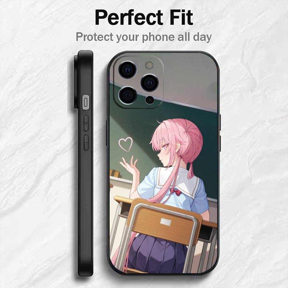 F-Future D-Diary Gasai Yuno Handyhülle Für iPhone17,16,15,14,13,12 Plus,Max Weiches Silikon Schwarze Hülle