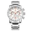 Megir 3008G 3008 Business Men's Dress Big Wrist Watches Chronograph Clock Stainless Steel Band 24 Hours Quartz Stop Watch Man