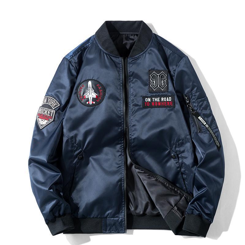 

Двусторонняя мужская куртка весна-осень тонкая мужская бейсбольная форма с воротником-стойкой армейская форма летчика 7XL