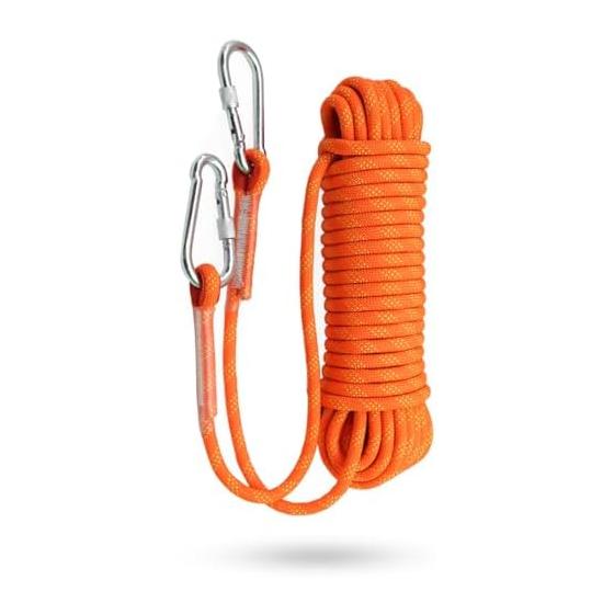 Rope 10mm Auxiliary Rope 10M/15M Multifunctional Rope Load Capacity 1000kg Multipurpose Rope with Carabiner Gardening Rope Tent Rope Polyester