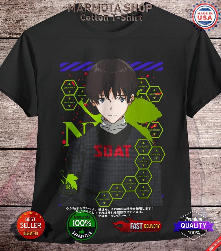 

Shinji Ikari Shirt Neon Genesis Evangelion Anime Tee T-Shirt Asuka Rei Unisex L
