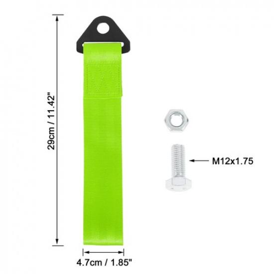 2pcs Fluorescent Green Universal Car Tow Towing Hook Bumper Trailer Belt Strap