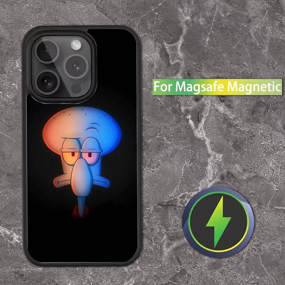 Squidward Tentacles Phone Case For iPhone 16,15,14,13,12,11,Pro,Max,Plus,Mini,SE Magsafe Magnetic Wireless Charging