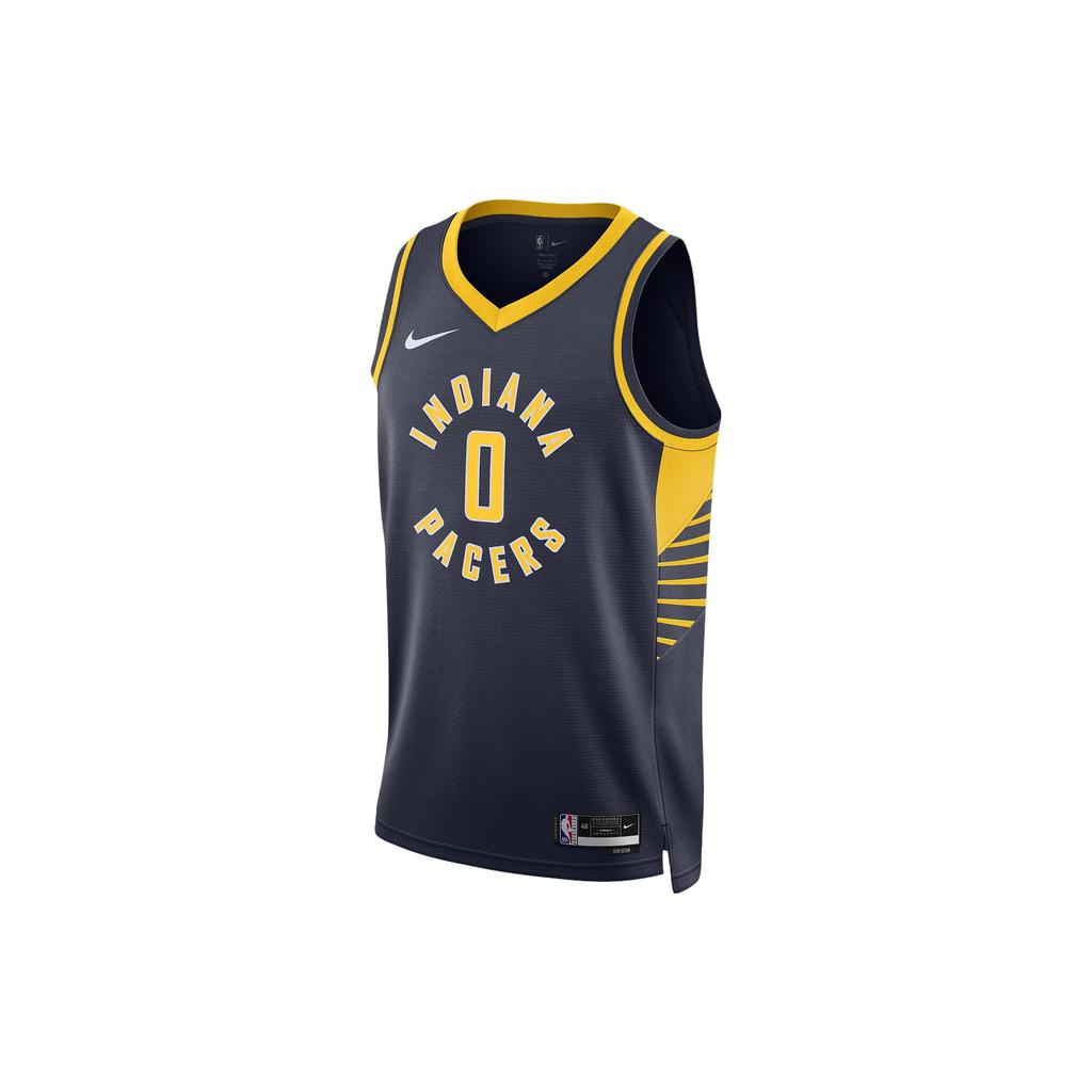 Nike Indiana Pacers Team Haliburton 0 Letter Pattern Printed Limited Basketball Jersey V-Neck Sleeveless T-Shirt Men Tops Black DN2007-424