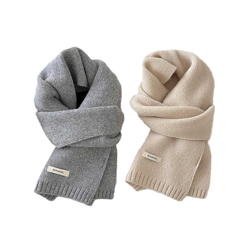 Utvalgt australsk ull 100 % kashmirskjerf ensfarget herre og dame vinter varmt strikket skjerf