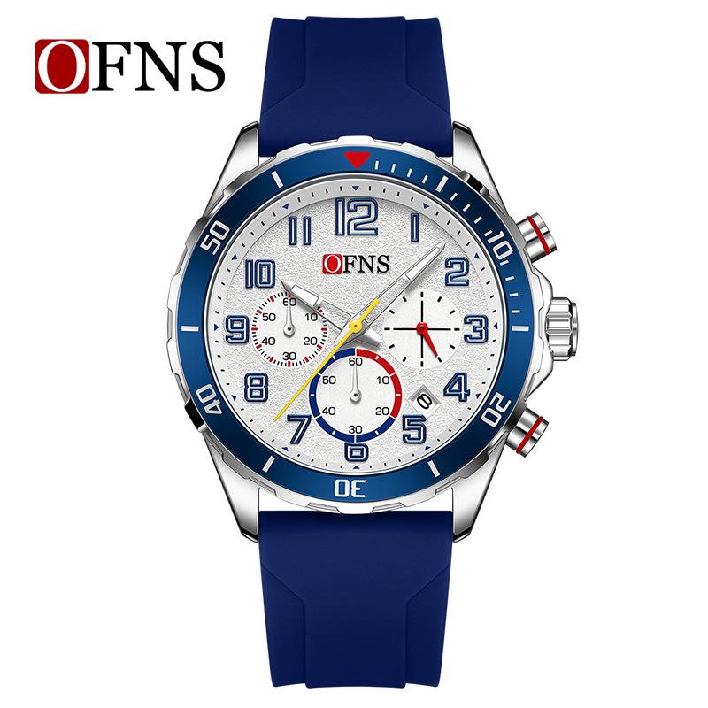 Ofns Luxury Quartz Watch: Luminous, Rotating Bezel, Waterproof & Single Calendar - Men's Business Wristwatch.