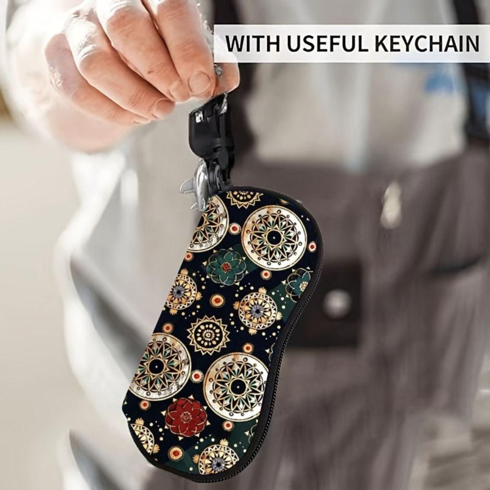 Hanging Sunglasses Storage Bag Leather Reading Glass Pouch Flower Print Eyeglass Case Women