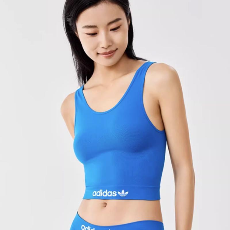 Adidas Letter Print Breathable Sports Tank Top Women Tops Blue 4A3H67-800