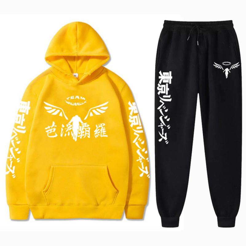 Men's Sweatshirt Sets Anime Tokyo Revengers Hoodies+ Sweatpants 2Pcs Gambar Valhalla Graphics Trousers Streetwear Clothes XS-4XL