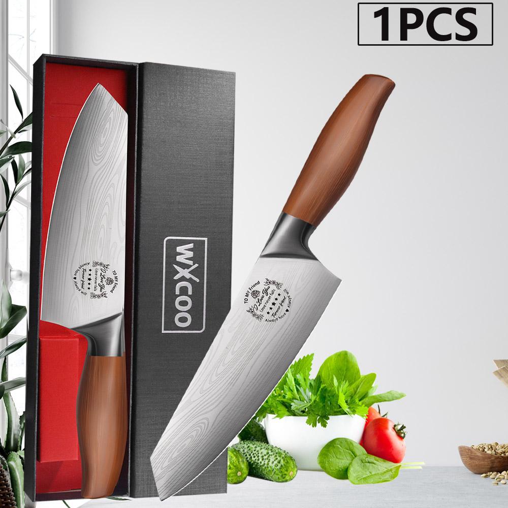 WXCOO Professional Chef's Knife Japanese Sharp Meat Cleaver Cooking Damascus Laser Kitchen with Gift Box Fruit Slicing Knife