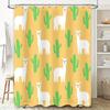 Outdoor shower curtain with cute llama cactus design for bathroom decor in yellow green pattern free shipping worldwide