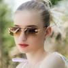 New Double Beam Square Sunglasses Leopard Frameless Cut Edge Sunglasses Women Vintage Trend Brand Design Men Shades Eyewear