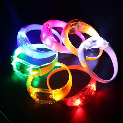 2pcs Sound Activated LED Glow Bracelet Multi Colored Sports Wristband Sound Activated Bangle Party
