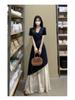 Elegant Plus Size Patchwork French Short-Sleeve Dress - Spring/Summer 2026