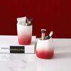 Gradient Red Ceramic Lotion Bottle Hotel Bathroom Toiletry Set Toothbrush Holder Mouthwash Cup Soap Dish Ceramic Soap Dispenser