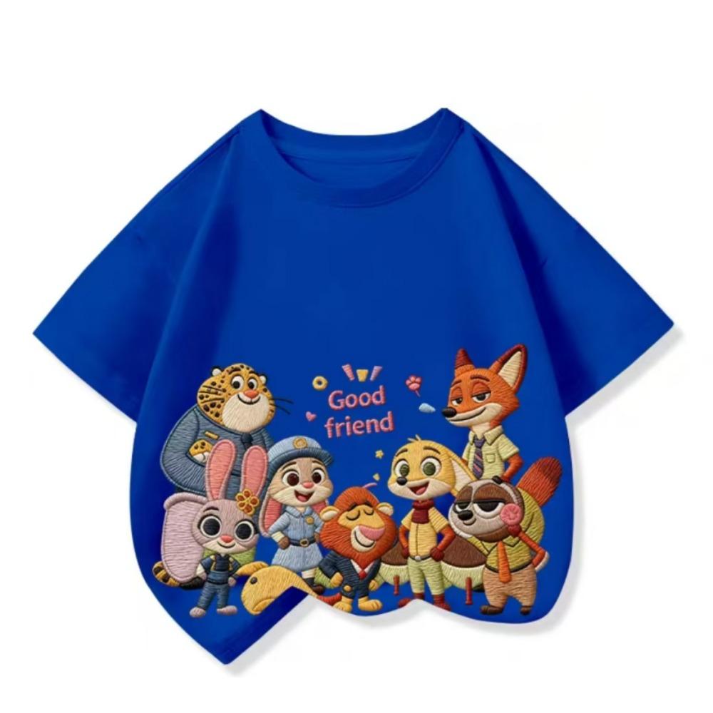 Crazy Animal Cartoon Pattern Short-Sleeved T-Shirt -Popular Children's Shirt